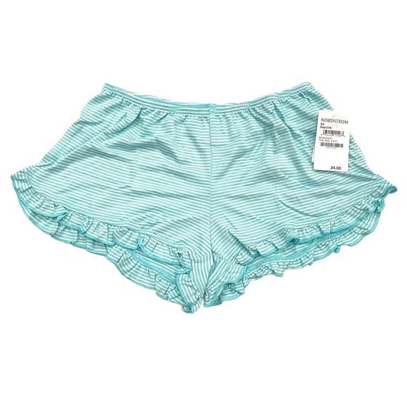 New Nordstrom’s B.P. Teal Angel Striped Ruffled Pajama Shorts  XS - Picture 6 of 8